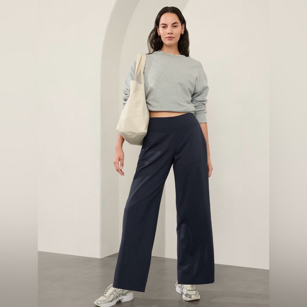 NWT-Athleta Navy Venice Wide Leg Pant, Medium - Picture 6 of 10